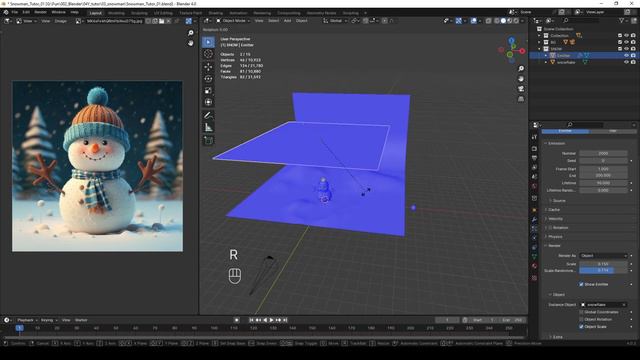 Blender 4.0 Курс для новичков - Снеговик. Урок 8.Мех для бумбона. Снежинки, обработка в фотошоп