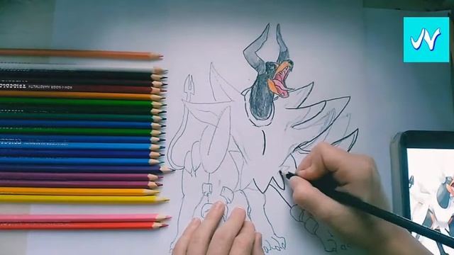 Как нарисовать Покемона Хаундум (Houndoom) Pokemon! Цветными карандашами. смотреть онлайн