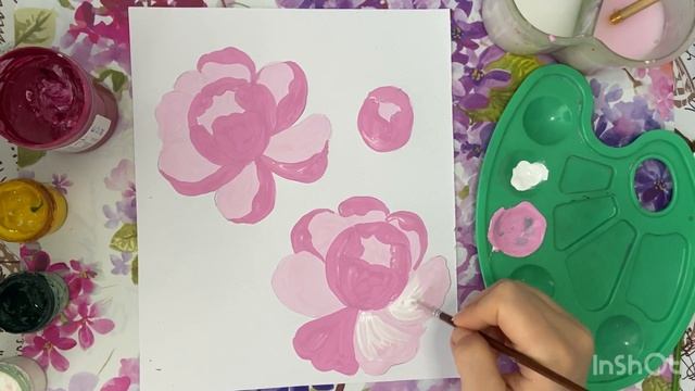 Як легко намалювати піони.