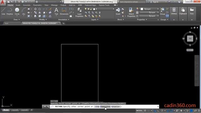 How to Draw Rectangle in AUTOCAD with Dimensions смотреть онлайн
