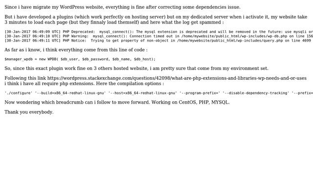 Wordpress: Dedicated server and WPDB Class : huge slow-down of the website смотреть онлайн