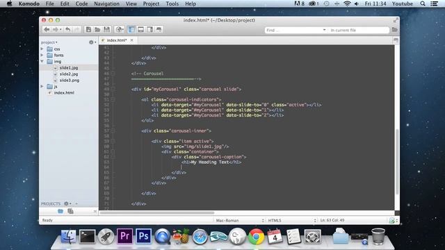 Twitter Bootstrap 3 Tutorial 3 - Carousel - Creating Website from Scratch смотреть онлайн