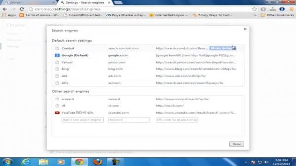 Remove search conduit toolbar, homepage and search engine from Google Chrome