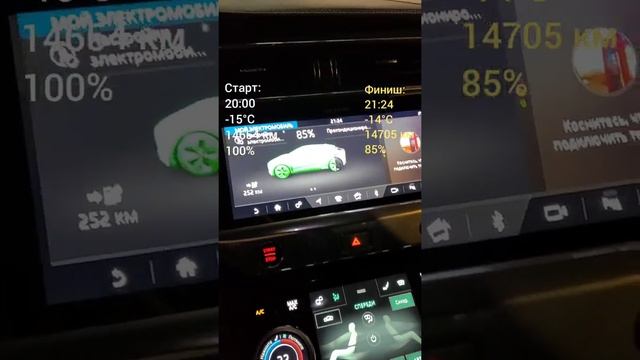 Расход энергии на Ягуар Айпейс при -15°С. Электромобиль. смотреть онлайн