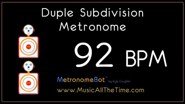 Duple subdivision metronome at 92 BPM MetronomeBot смотреть онлайн