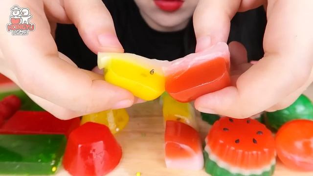 ASMR WATERMELON DESSERTS 직접 만든 수박디저트 먹방 RAINBOW KOHAKUTO, PUDDING JELLY, EDIBLE CUPS EATING MUKBANG смотреть онлайн