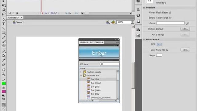 044 Библиотека элементов в Adobe Flash CS4 смотреть онлайн