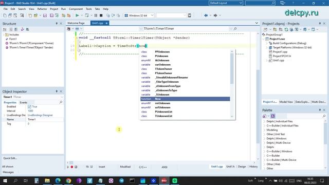 Timer C++. Embarcadero.