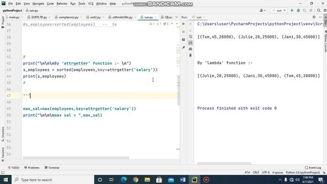 Sorting using operator module functions attrgetter() & itemgetter(). смотреть онлайн