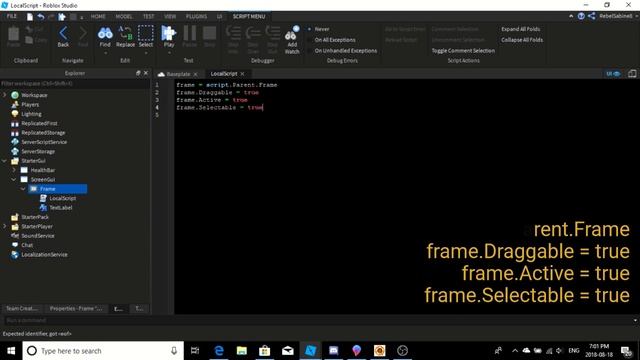 How To Make A Draggable GUI On Roblox смотреть онлайн