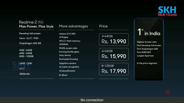 [తెలుగు] Realme 2 Pro Launched with Snapdragon 660, 8GB RAM | Specifications | My Opinions смотреть онлайн