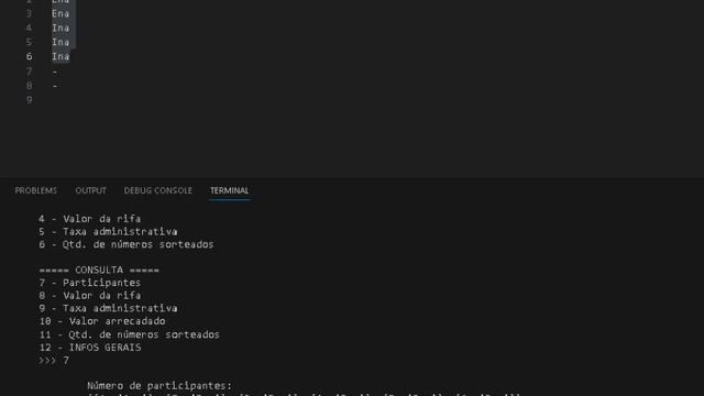 Disciplina - Algoritmos - Menu terminal - Rifa - Python смотреть онлайн