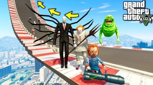 КАК ДАЛЕКО СЛЕНДЕР И ЧАКИ СМОГУТ ЗАБРАТЬСЯ ПО СТУПЕНЬКАМ ЛЕСТНИЦЫ ЭКСПЕРИМЕНТ ГТА 5 МОДЫ GTA 5 ВИДЕО