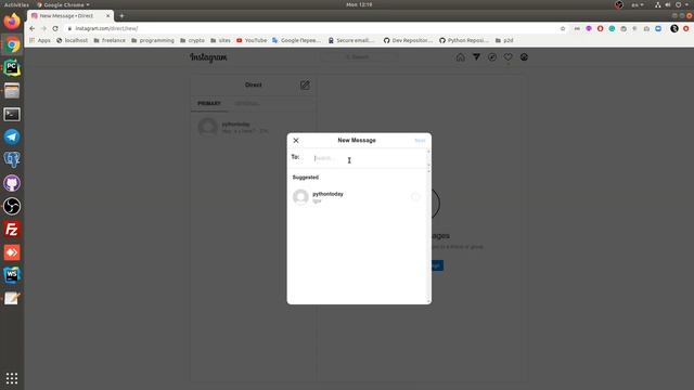 Пишем Instagram бота на Python #6 | Как отправить сообщение в Директ | Instagram bot смотреть онлайн