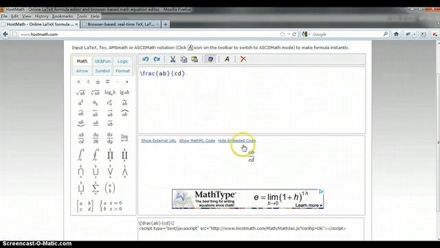 Online LaTeX formula editor and math equation editor смотреть онлайн