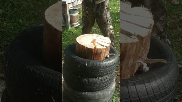 Колка дров самодельным колуном. смотреть онлайн