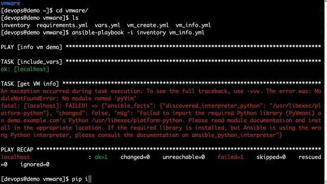 Ansible troubleshooting - VMware Failed to Import PyVmomi смотреть онлайн