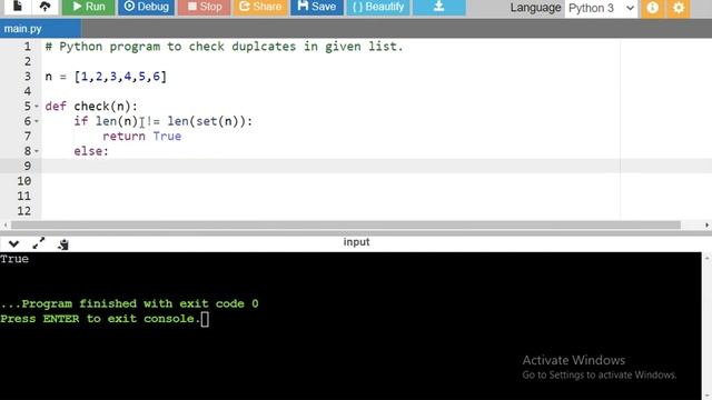 Python program to check duplcates in given list. смотреть онлайн