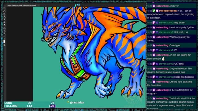 Sanri Scribbles - Patron dragons - part 6 - live drawing/painting + chit chat смотреть онлайн