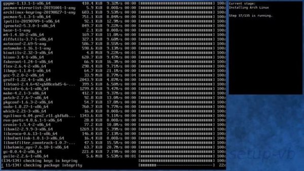Arch Linux installation ... fails (linux package missing)