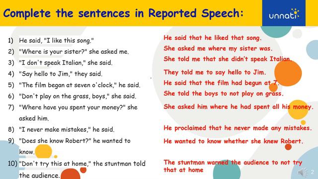 Reported Speech - Exercises смотреть онлайн