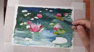 Живопись/ рисуем пруд с водяными лилиями