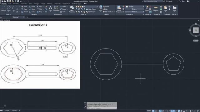 AutoCAD Tutorial-09 2D Mechanical Drawings || command with assignment 19 #autocad #19 смотреть онлайн