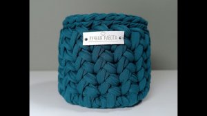 Корзинка вязанная узором "Ёлочка"