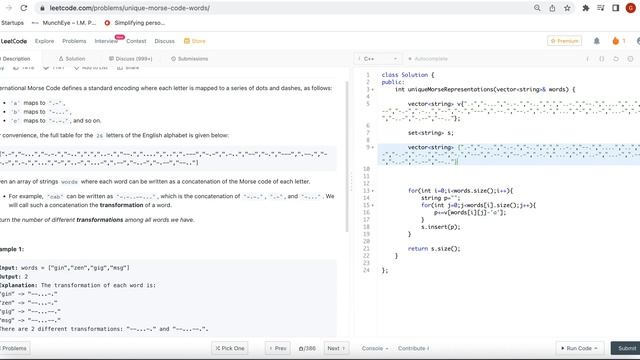 Leetcode 804. Unique Morse Code Words | Hindi смотреть онлайн