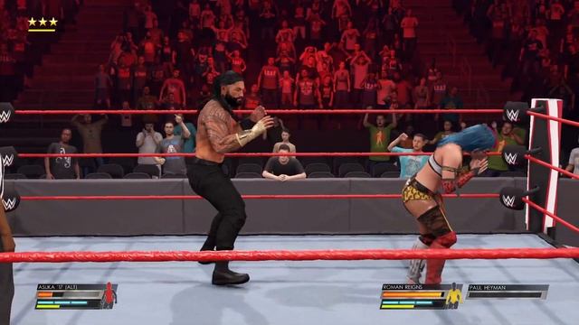 WWE 2K22: Roman Reigns vs Asuka (barefoot), intergender wrestling смотреть онлайн