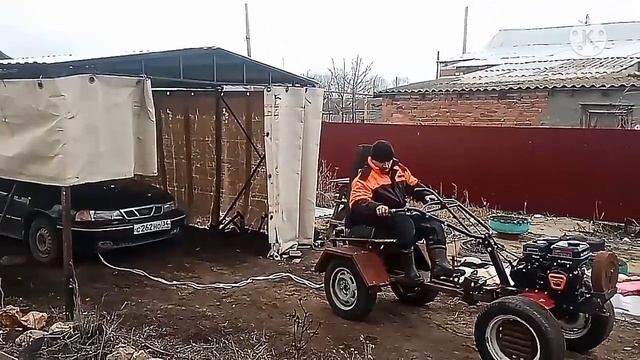 Мотоблок Авангард тянет а/м Дэу Нексия (эксперимент).