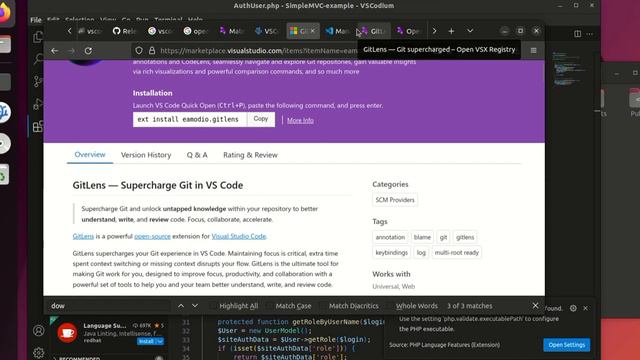 Vscodium Vscode Установка плагина из файл, архива Vsix (если нет в каталоге)