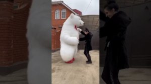 Мишка приехал поздравить девушку с днём рождения ? Поздравление от белого мишки