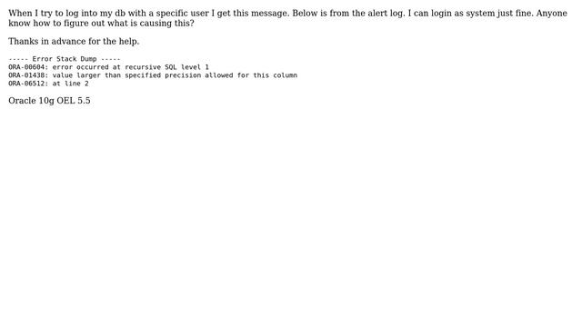 Oracle error when logging into database смотреть онлайн