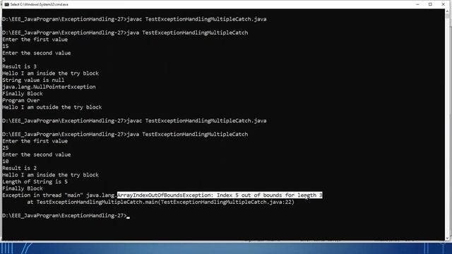 #26. Multiple Catch Blocks in Java смотреть онлайн
