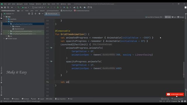 How to Implement Gridview Animation in Jetpack Compose | Android | Kotlin | Make it Easy смотреть онлайн