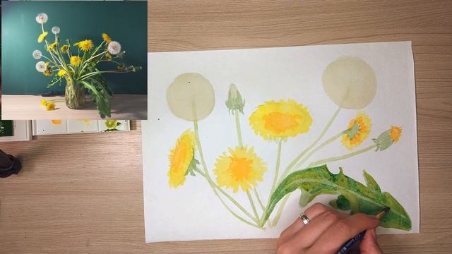 Как нарисовать одуванчики акварелью смотреть онлайн