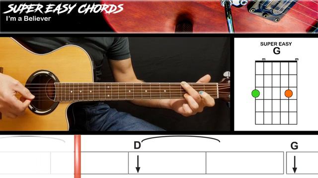 I'm a Believer - The Monkees | GUITAR LESSON | Super Easy Chords смотреть онлайн