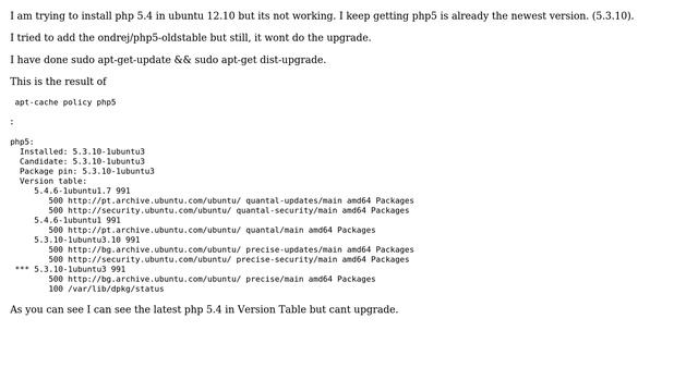 Ubuntu: Can't update to php 5.4 ubuntu 12.10 смотреть онлайн
