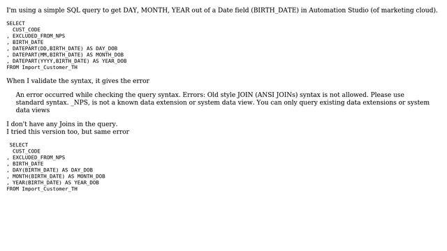 Salesforce: Old style JOIN (ANSI JOINs) syntax is not allowed. Split DATE смотреть онлайн