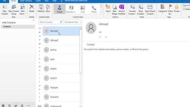 استيراد جهات اتصال من اكسل الي Outlook