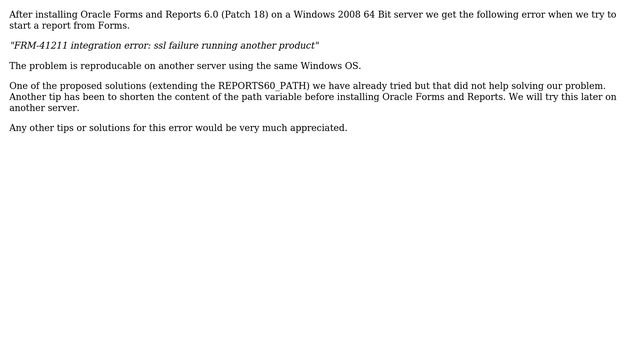 Oracle: FRM-41211 Error Message when starting a Report from Oracle Forms (64 Bit Windows Server) смотреть онлайн