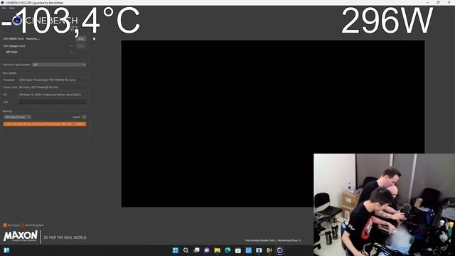 Threadripper 7995WX in Cinebench R23 over 200K 6 GHz 1600W смотреть онлайн