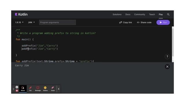 * Write a program adding prefix to string in Kotlin? смотреть онлайн