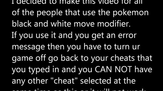 Pokemon Black/White Move modifier(Reason For Error Code) смотреть онлайн
