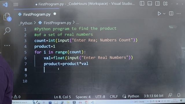 Python program to find the product of a set of real numbers - Python foe Beginners смотреть онлайн