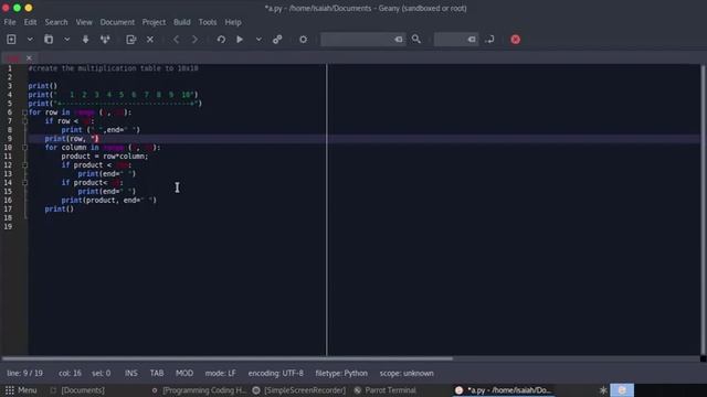 Python Programming Script live coding.. Program: Multiplication Table Created смотреть онлайн