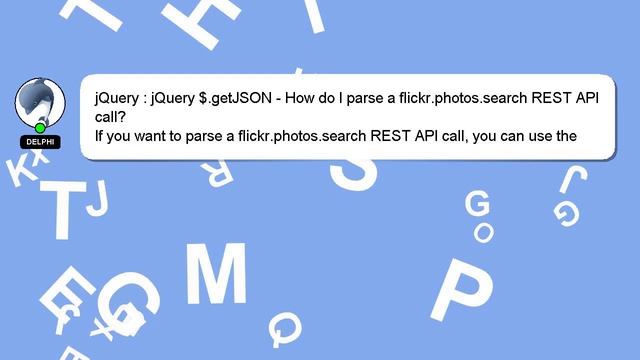 jQuery : jQuery $.getJSON - How do I parse a flickr.photos.search REST API call? смотреть онлайн