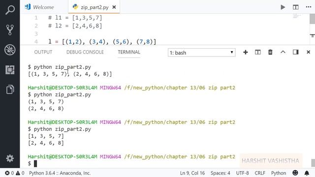 Zip function part 2 : Python tutorial 157 смотреть онлайн