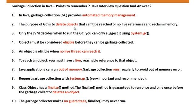 Garbage Collection in Java -- Points to remember Java Interview Question And Answer смотреть онлайн